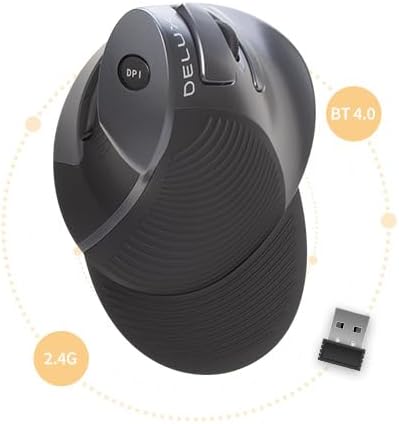 DELUX Ergonomic Vertical Mouse, Rechargeable Vertical Mouse (M618G DB)