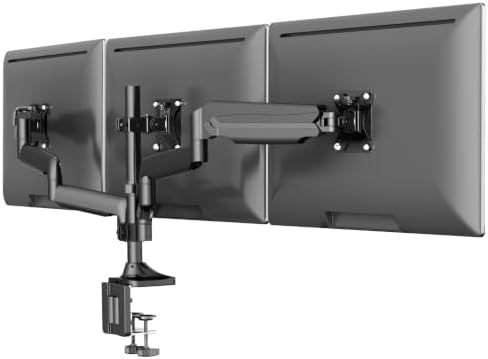 Triple Monitor Stand with Heavy Duty C-Clamp Base for Screens up to 32"
