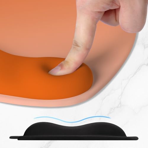 ITNRSIIET Ergonomic Mouse Pad, Cushioned Gel Wrist Rest, Non-Slip Base, Smooth Surface, Cute Multi-Color, 9.5 x 8.2 in, Peach
