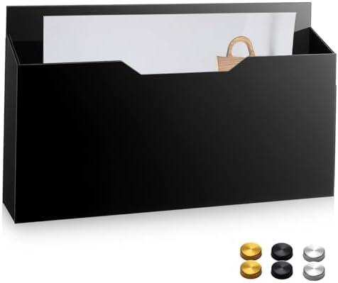Feifeiya 1 Pcs Black Acrylic File Holder Wall Mount, 14"x8.3"x2.4"