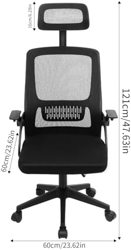Ergonomic Office Chair,PC Gaming Chair Height Adjustable Mesh Swivel Computer Chair Desk Office Chair with Headrest Headrest Space Saving Executive Office Rolling Chair for Long Sitting Black