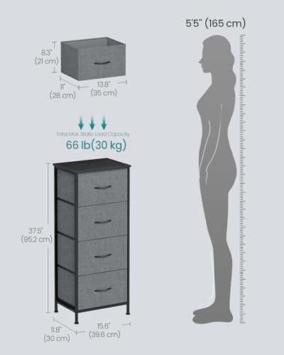 SONGMICS Dresser for Bedroom, Tall Dresser with 4 Fabric Drawers