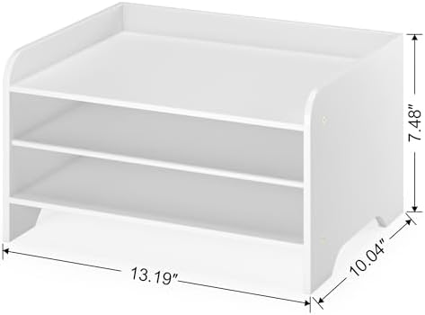 Bamboo File Organizer for Desk, Desktop Paper Tray and Mail Holder