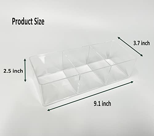Stackable Clear Drawer Organizers Small Makeup Vanity Storage Bins Trays and Office Desk Drawer Dividers Triple Compartments 2 Pack