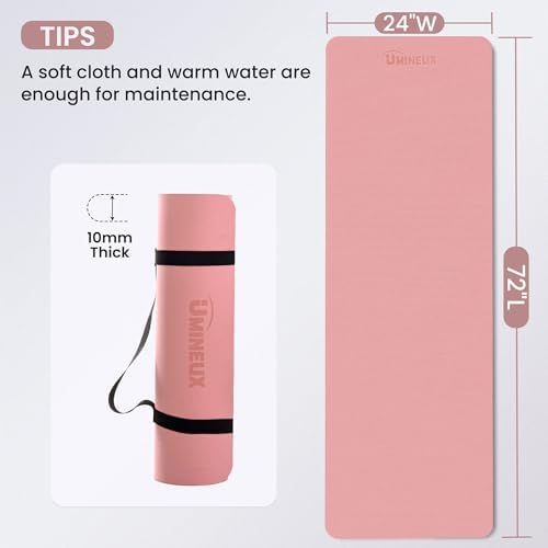 Umineux Non Slip Yoga Mat 72"x24" Exercise & Fitness Mat For Women and Men