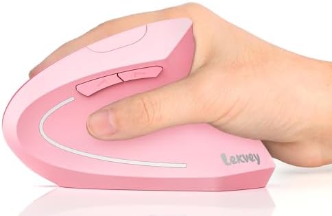 Lekvey Ergonomic Mouse, Rechargeable Vertical Wireless Mouse, Pink