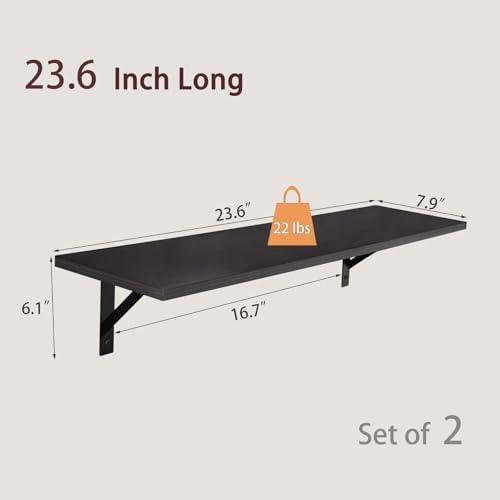 DINZI LVJ Wall Shelves, 23.6" Long Floating Shelves with Metal Brackets