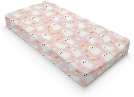 Cute Halloween Theme Corn Candy Flower Pattern Baby Changing Pad Cover, Unisex Fall Winter Holiday Nursery Diaper Changing Table Pad Mat Sheet for Boys Girls-16x32