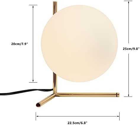 BOKT Gold Table Lamp Bedroom Bedside Glass Ball Reading Nightstand Lamp