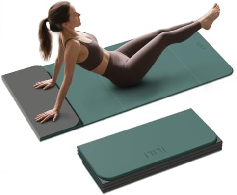 ILILI Foldable Yoga Mat 10mm, Extra Thick, Extra Long, 75x26x0.4 Inch, TPE