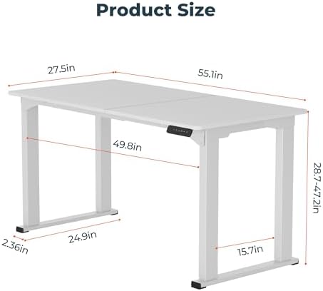 55x28'' 4 Leg Standing Desk,Electric Desk for Home Office