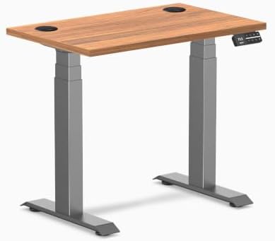 Desky Dual Mini Sit Stand Desk Prime Oak 32" Grommets Space Gray