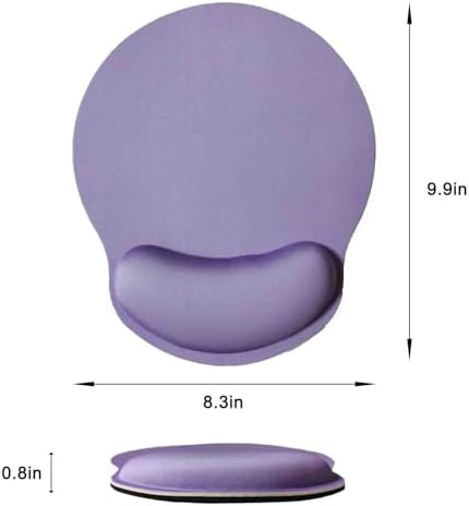 Mouse Pad with Wrist Support, Ergonomic Mouse Pad with Memory Foam Wrist Rest Cushion, Non-Slip Rubber Base Gaming Mice Pad for Home Office Computer Laptop, Purple