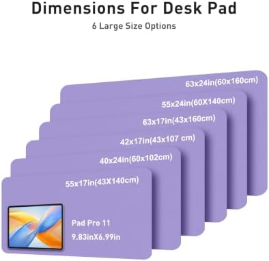 Aothia Faux Leather Desk Mat Mouse Pad, 63" x 17", Light Purple