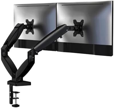 Sit and Standing Desk Converter 36x24 inches w/Dual Monitor Arms Mount - Height Adjustable Music Production Studio Workstation for Home Office