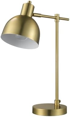 Globe Electric 61000058 18" Desk Lamp, Matte Brass Finish, Metal Shade, Adjustable Pivot Joint, Rotary Switch, Modern Lighting for Bedroom or Office, Timeless, Lights for Home, E26 Base