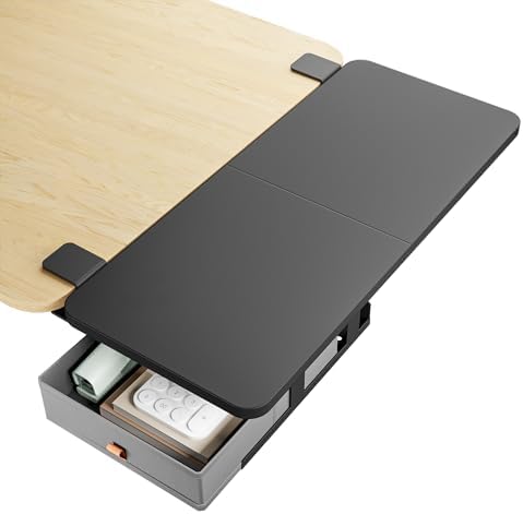 PEGZONE Desk Extender Tray, 28" x 12", with Storage Drawer, Large, Black