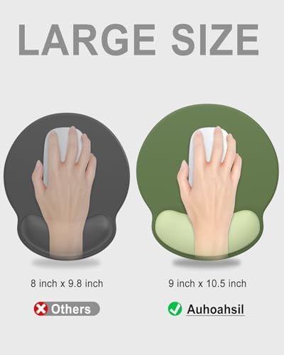 Auhoahsil Ergonomic Mouse Pad with Wrist Rest, Comfortable Silicone Non-Slip Computer Pain Relief Gel Mouse Mat with Wrist Support for Gaming, Work, Office, Women & Men, Cute Pattern, Misty Forest