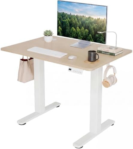Claiks Electric Small Standing Desk, 32x19 Inch, Nature