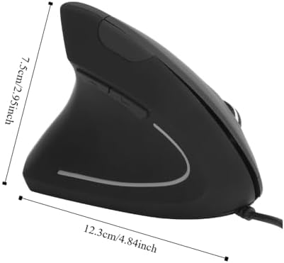 Wired Left Hand Gaming Mouse – 800/1200/1600 DPI Ergonomic Vertical Design for PC Gaming, 6-Key Optical USB Mouse for Windows 10/8/7