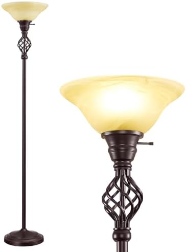 GyroVu Torchiere Floor Lamp for Living Room, LED Standing Reading Light