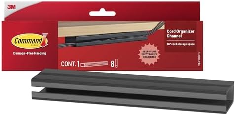 Command Cord Organizer Channel, Black, 1 Channel, 8 Large Strips