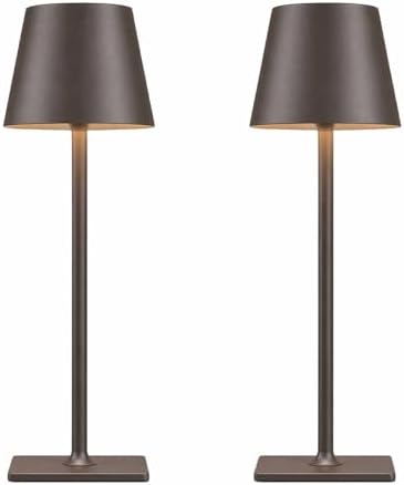 Yogaret Cordless Table lamp Brown 2pack for Restaurant Home Dinner Dining Kitchen Outdoor Patio,Waterproof & Portable