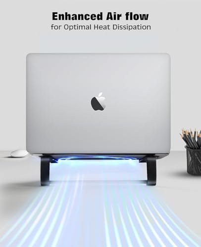 Thibault Aluminum Laptop Stand for Desk - Cooling Ergonomic Design - Fits MacBook Air Pro/DELL/HP/Lenovo/ThinkPad/Alienware - 13/14/15.6/16 -Easy Assembly- Ventilated Laptop Stand for Optimal Airflow