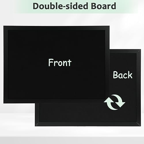DOLLAR BOSS Double-Sided Bulletin Boards with Linen, 24"x18" Black Cork Board