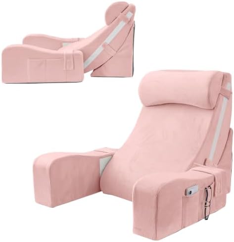 Sasttie 15-25 inch Adjustable Reading Pillow with Armrests, Pink