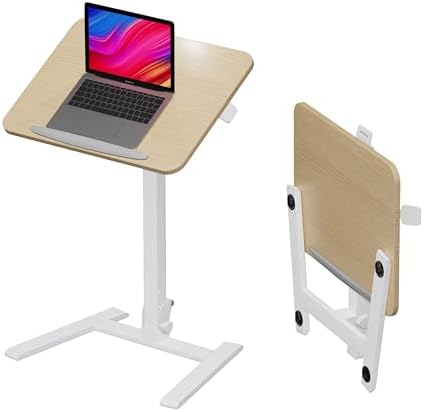 alawooder 25" Mobile Folding Desk: Pneumatic Sit-Stand, No Assembly