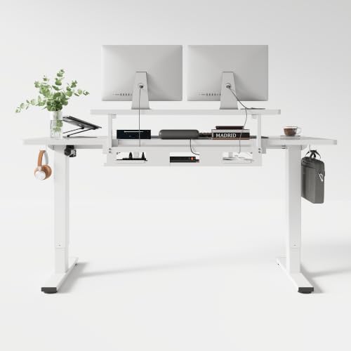 FLEXISPOT Cable Management Under Desk Cable Tray Metal Raceway Wires Cable Tidy Organizer for Home Office Desk (White, 31.5x4.7in)