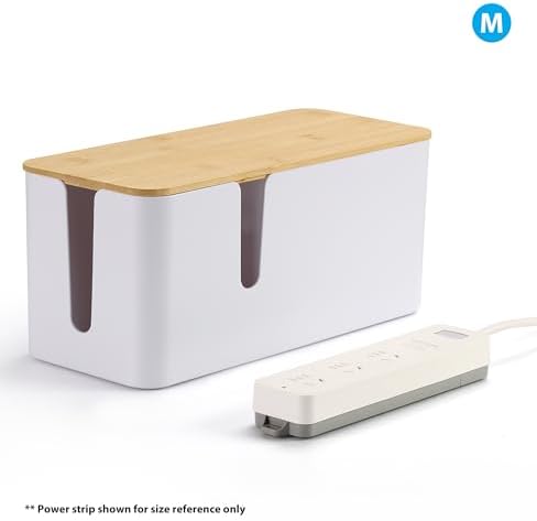 ZhiYo 2 Pack Cable Management Box, Large & XL, Power Strip Organizer, White