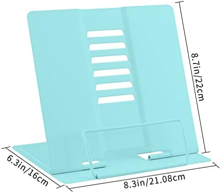 Honagu Metal Desk Book Holder, Hands Free Adjustable Cookbook & Document Holder, Ideal for Music Books, Textbooks, Recipes, Tablets & iPads (Light Lake Green)