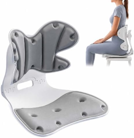 Foldable Adjustable Seat Cushion Back Support for Office Chair (Grey)