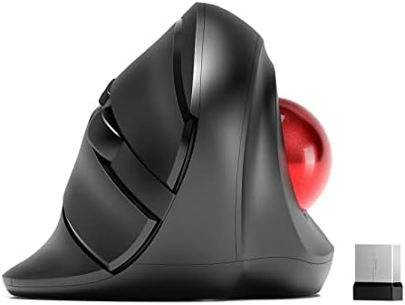 MicroPack Trackball Wireless Mouse, Upgrade Right Hand Ergonomic Mouse with Wireless Vertical Rollerball Computer Mouse, 3 Adjustable DPI, Easy Thumb Control for PC, Laptop, Mac, Windows - Black