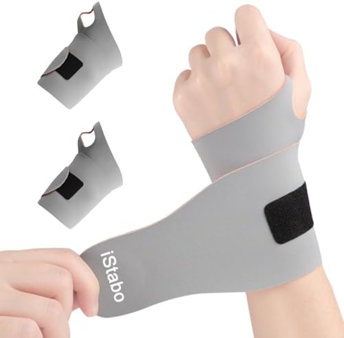 2 Pack Wrist Brace Support for Carpal Tunnel Pain Relief, Ultra Thin Elastic for Tear, Ulnar Wrist wraps Repetitive Wrist Use Injury, Fit Left or Right Hand, Small and Medium Hands Sizes