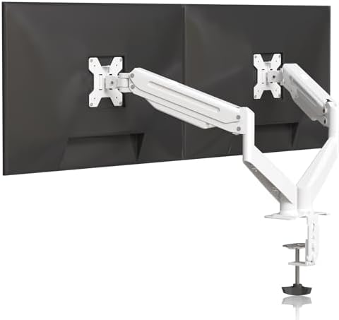 Suptek Dual Monitor Mount Stand-Height Adjustable Gas Spring Monitor Arm Desk Mount for 2 Monitor Screens 17 to 32 inches - Each Arm Holds up to 22lbs,White(MD8SPW)