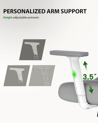 Marsail Ergonomic Office Chair Lumbar Support & Adjustable Armrests, Grey
