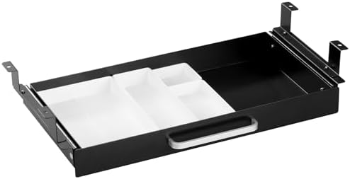 Under Desk Drawer 21" with 4 Divider Trays, Storage Drawer Organizer