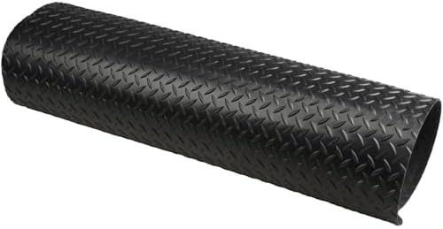 Anti-Fatigue Mat: 5' Long, 3' Wide, 11/16 Thick, Vinyl, Beveled Edges, Heavy-Duty - Diamond Plate Surface, Black, for Dry Areas