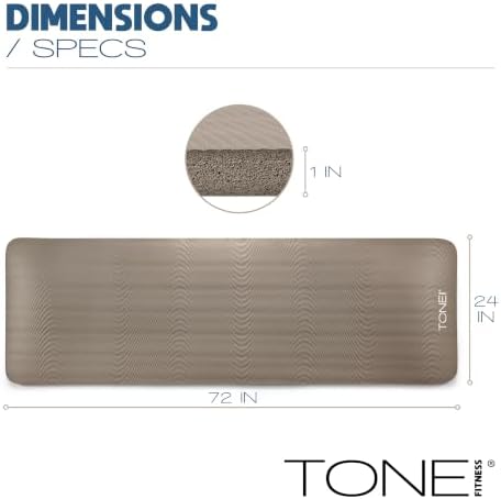 Tone Fitness 1" Extra Thick Yoga Mat, Exercise & Pilates Mat with Strap