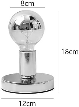 Simple Unique Lamp Base Only,Mini Bedside Table Lamp Bases,E26 Edison Light Bulb Stand Lamps for Small Spaces,Minimalist Desk Lamps Set w/ 5.8ft White Cord Switch Plug,No Bulb,Silver/Chrome,S