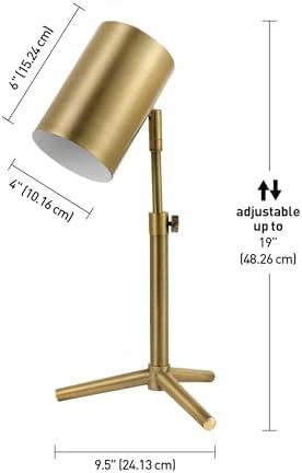 Globe Electric 52097 Pratt 18" Desk Lamp, Matte Brass Finish, Adjustable Height, in-Line Rocker On/Off Switch