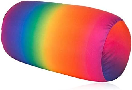 Squish Microbead Pillow Neck Lumbar Body Sopport Microbead Bolster 7 * 12Inches Travel Pillows for Chair Sleeping Car Seat Emotional Colorful Dormroom Accessory (Rainbow)