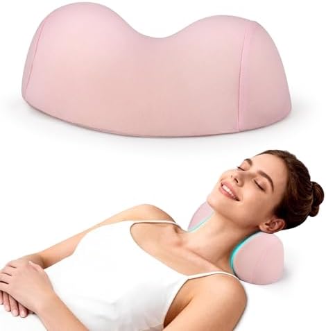 COMFYTHERA Small Neck Stretcher Pillow for Pain Relief, Soft Cervical Traction Device Neck Mild Support Pillow Memory Foam Cervical Neck Orthopedic Pillow for Tension Muscle Relax Relief (Pink)