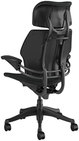 Humanscale Freedom Office Chair with Headrest - Ergonomic Work Chair with Advanced Highly Adjustable Duron Arms and Gel Seat - Wheels for Hard Flooring - Graphite Frame with Graphite Corde 4 Fabric