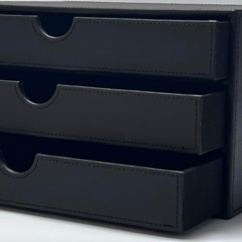 UnionBasic Document Organizer, 3-Drawer File Cabinet Document Storage Box, Office Desktop Filing Organizer, Black