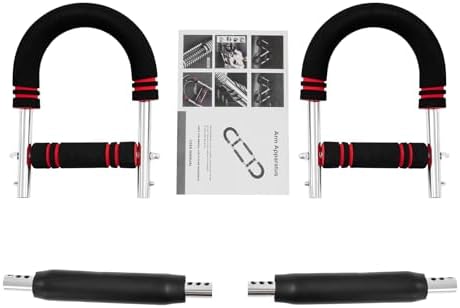 U Shaped Arm Trainer, Upper Body Workout Equipment with 5 Adjustable Resistance Levels(66-110lbs), Strength Exerciser for Arm Chest Shoulder Back Muscle Training Home Office, 26.1x6.8in Red Black