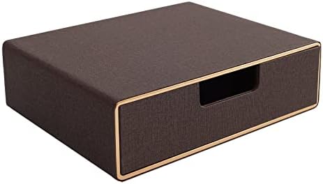 Stackable Organizer Drawer Classic Brown Pu Leather Handmade,Organize Home Office Desk Accessories and Sort Letter-Size Paper/a4 Document,Desk Caddy with Drawers Storage Box,13.1x10x3.7inches